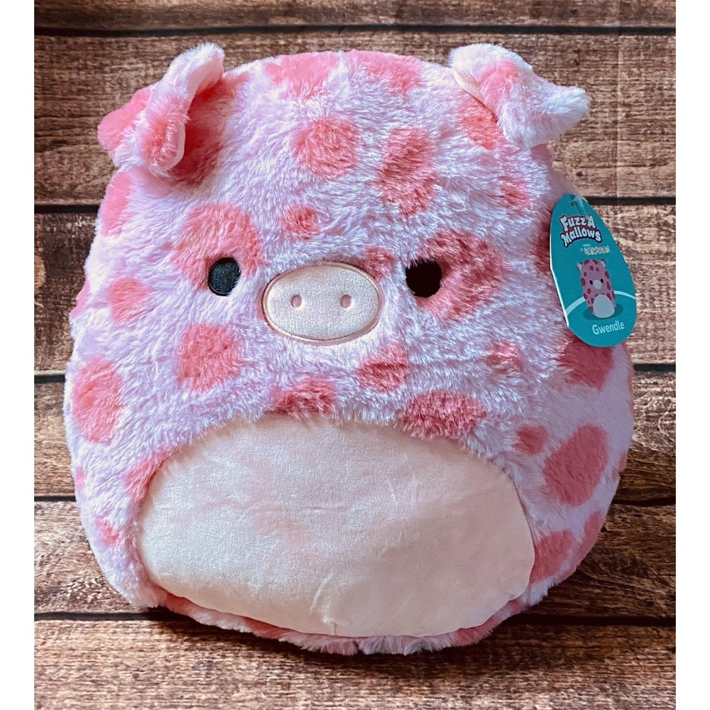 Squishmallows Fuzzamallow Gwendle Pink Spotted Pig 12 Inch Plush Toy NWT